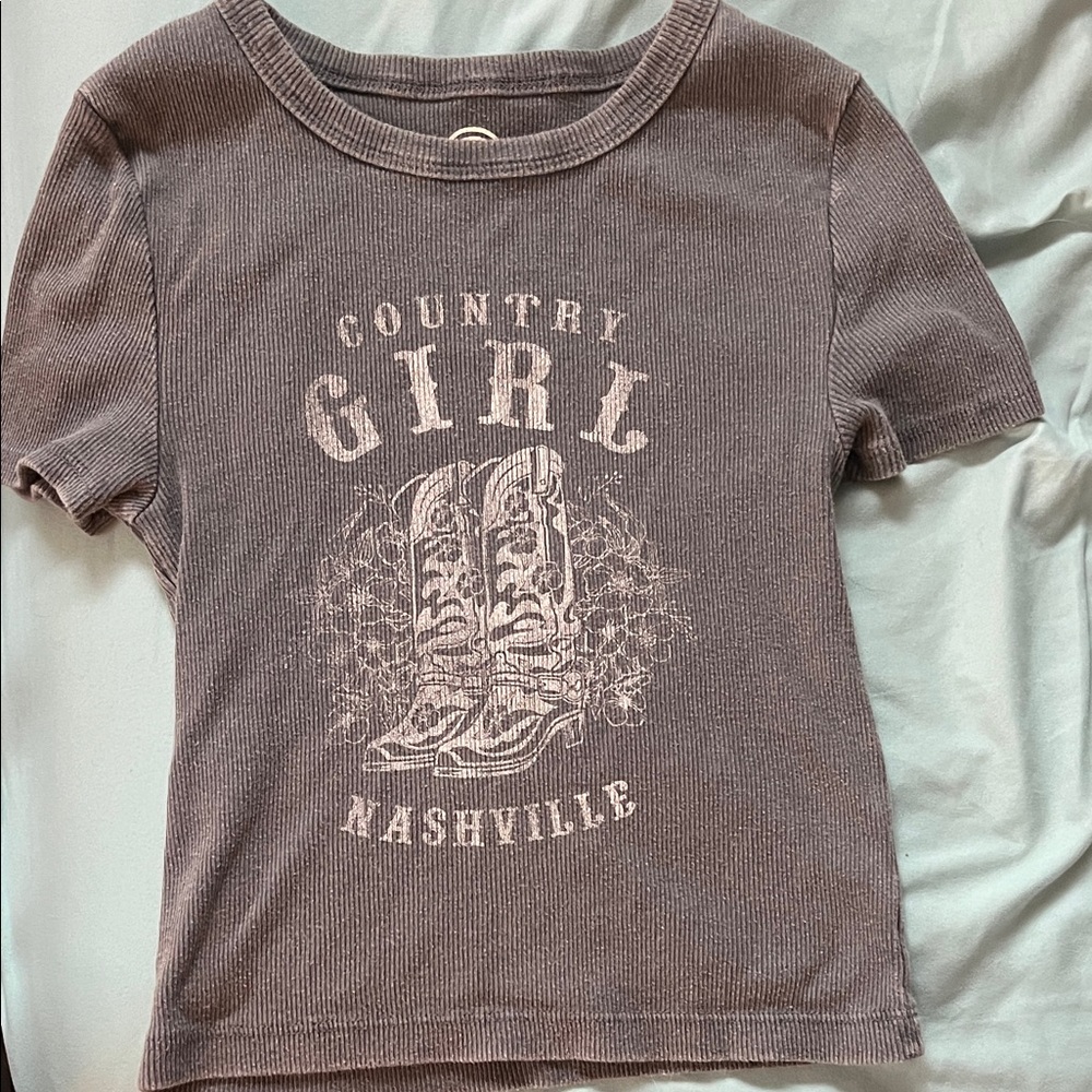 Country Girl Nashville Juniors Top - Dark Gray/Ash